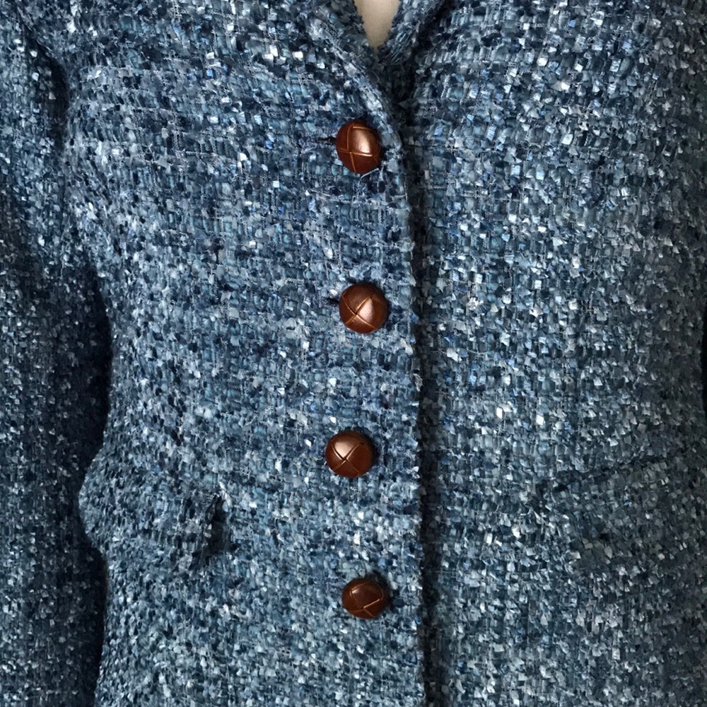 J. McLaughlin blue tweed blazer Sz 10 - Picture 3 of 8